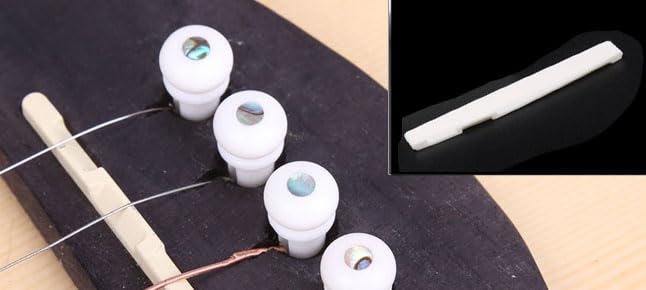 Acoustic Guitar Bridge Saddle and Nut 4Pcs 2 Sets, Real Cattle Bone Accessories for 6 String Guitar - Image 3