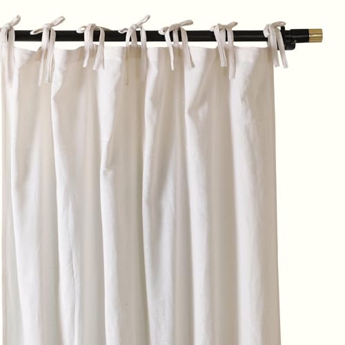 THE ART BOX Natural Gauze Blended Curtains Linen Sabsitute Energy Efficient Light Filtering Tie Top...