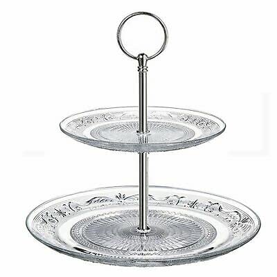 TRTO 2 Tier Glass Cake Stand Afternoon Tea Wedding Plates Party Tableware