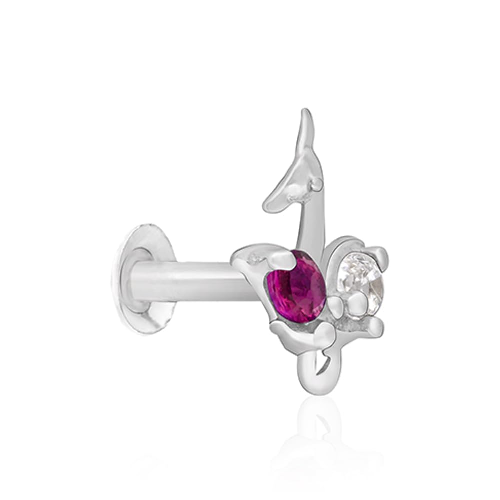 925 Silver Cubic Zirconia Peacock Charm Nose Pin | Motif Design | Screw Back Closure | Gift for Women and Girls | With Certificate of Authenticity-image-12
