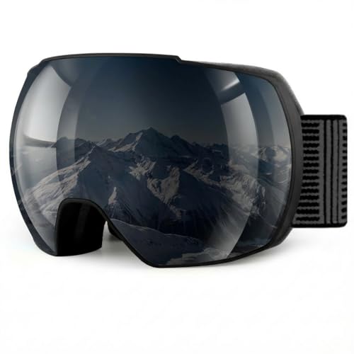 OULAIQI Ski Snow Goggles,OTG UV400 Protection,Anti Fog Skiing,Skating,Snowboarding,Snowboard Goggles For Men Women Youth (Gray)