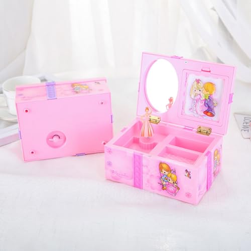 Joyero portátil infantil de plástico rosa con música y espejo integrado 7