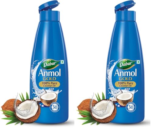 Image of Dabur Anmol Gold 100% Pure Coconut Oil - 550ml | Natural | Nariyal Tel | Handpicked Sundried Coconuts | Multipurpose Oil (Pack of 2)