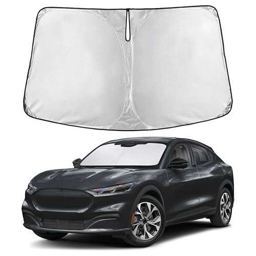 EcoNour Windshield Sunshade Compatible for Ford Mustang Mach-E 2021-2024 2025 2026 Sun Visor for Front Windshield & Window Sun Shade Cover UV Heat Blocker & Protector Car Accessories