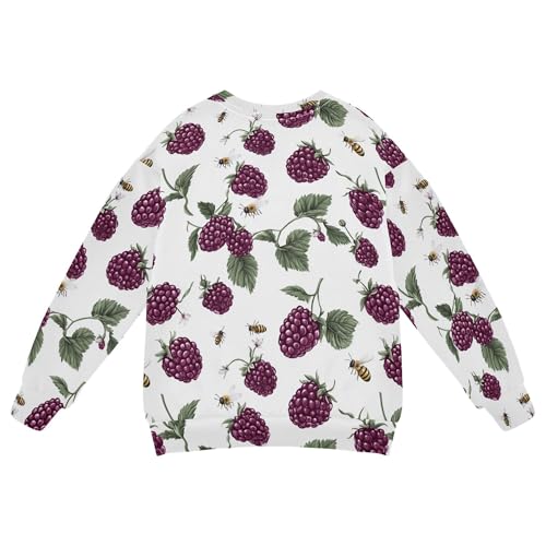 JUNZAN Fresh Boysenberry Fruit White Little Boys Sweatshirts Hoodies Fleece Sweatshirt With Hoodie Camping 4T2