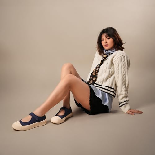 Image of Theater Women Jiro Mary Jane Flats | Lightweight Slip-On Shoes with Soft Cushion & Grip Sole | Stylish, Durable & Comfortable Footwear for Travel, Office & Casual Wear