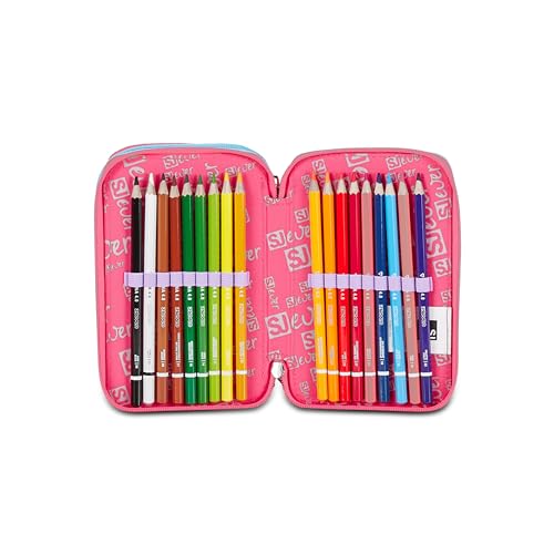 Sj Ever Astuccio Scuola 3 Zip, Blu, Goalstreet Boy, Portapenne Triplo Scomparto Completo Di Penne, Matite, Colori, Accessori Zaino, Elementari, Medie, Bambino - 4