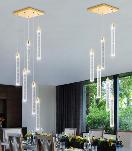 Image of Mini Chandelier Crystal Pendant Lights for Kitchen Island Modern LED Dimmable Ceiling Handing Lighting Adjustable Flush Mount Ceiling Light for Dining Room Bedroom Foyer
