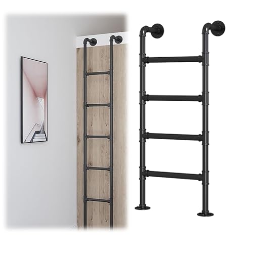 Escalera Escamoteable Escalera De Metal Negro para Sótano Almacén Pa Escalera De Tijera para Dormitorio Tipo Loft De Estilo Industrial Resistente Carga 150kg/330lbs(Size:125cm/50in)