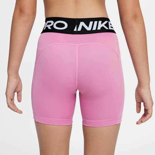 Nike Pro Big Kids' (Girls') Dri-FIT 5" Shorts (Magic Flamingo/White, FB1081-646)3