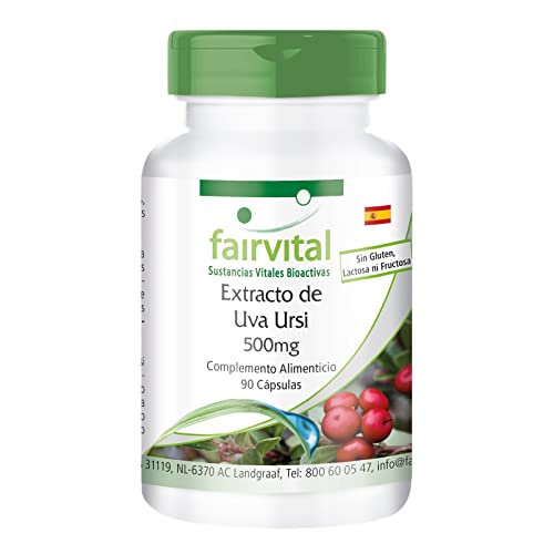 Fairvital | Extracto de Gayuba 500mg - Uva Ursi - Dosis elevada - 20% de Arbutina - VEGANO - 90 Cápsulas - Calidad Alemana
