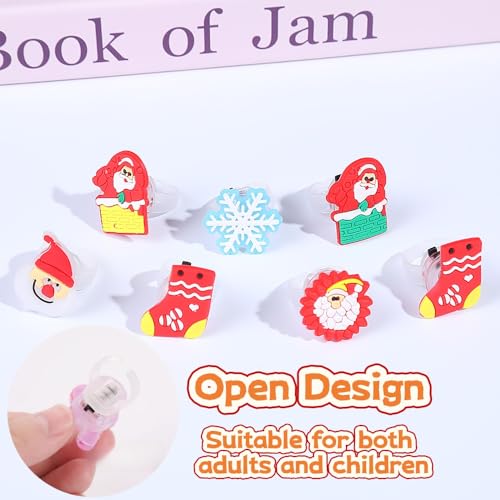 20PCS Weihnachten Blinkende Ringe LED Leuchtringe Fingerlichterm LED Fingerlampe Leuchtende Ringe Mit Weihnachtsmann Weihnachtsbaum Anderen Mustern Für Weihnachten Geburtstagsfeier Musikfestival Party