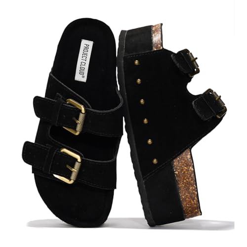 Project Cloud Platform Sandals Women Footwear - Genuine Leather and Durable EVA Sole for Non-Slip and Comfortable Platform - Fashion Summer Sandals for Women 2025 (Oliy)