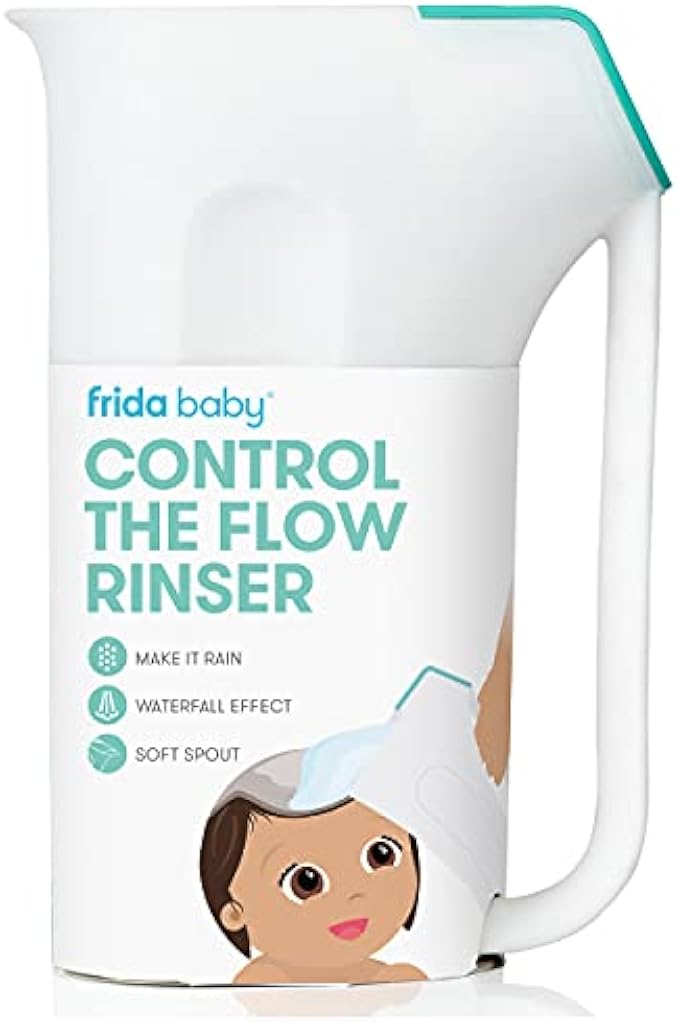 Control The Flow Rinser by Frida Baby Bath Time Rinse Cup with Easy Grip Handle and Removable Rain Shower