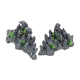 Loigohon ミニストーン装飾品 2個セット – 自然風景を再現する樹脂製ガーデンデコレーション、水槽や盆栽にも対応 (ダークグレー)