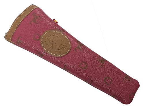 Tiendas LGP - Funda Abanico en cuero y similpiel, con cremallera. Cosido a mano con detalle bandera de España. (24,5 x 9 cm) Fucsia