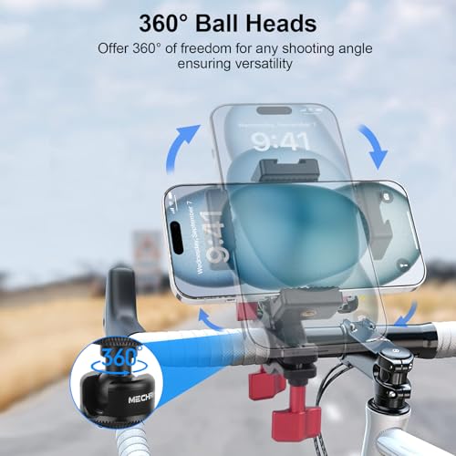 Heavy Duty Aluminum Handlebar Mount for Action Cameras - Bike & Motorcycle Clamp Bracket for GoPro, Insta360 X4/X3, DJI  - Additional View