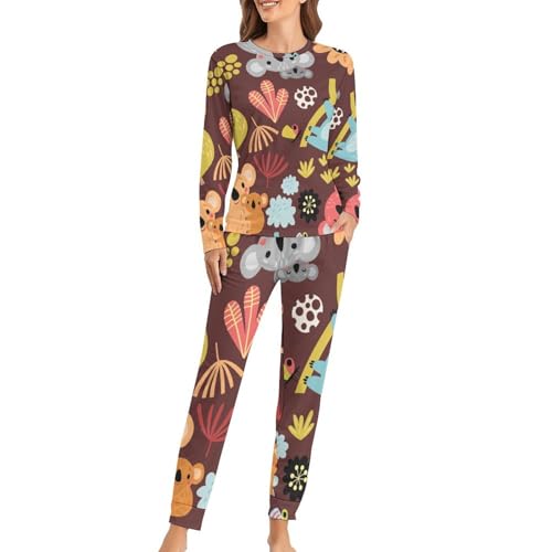 Ensemble de pyjama femme koala t-shirt manches longues et pantalon