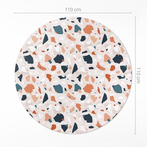 Tapis vinyle ø110 cm rond résistant à la rayure pour sol cuisine