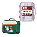 RHINO RESCUE Bundle - Pet First Aid Kit, Emergency Medical Supplies for Dogs & Cats, Safety Essentials Pack with Thermometer+350 Pieces OSHA All-Purpose First Aid Kit, Home & Office