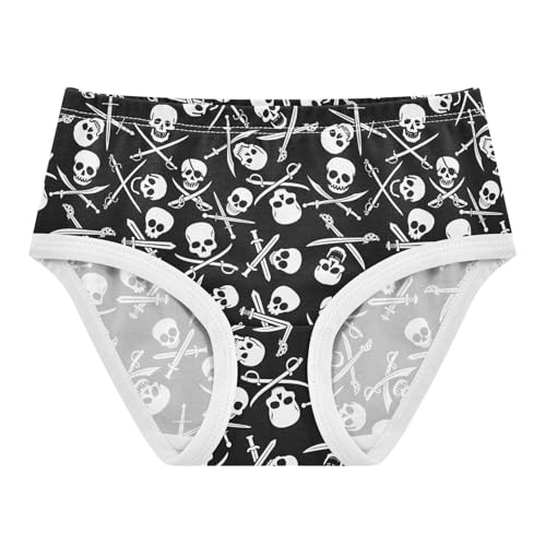 Little Girls' Soft Cotton Underwear Kids Breathable Comfort Pirate Skull Panties Briefs Toddler