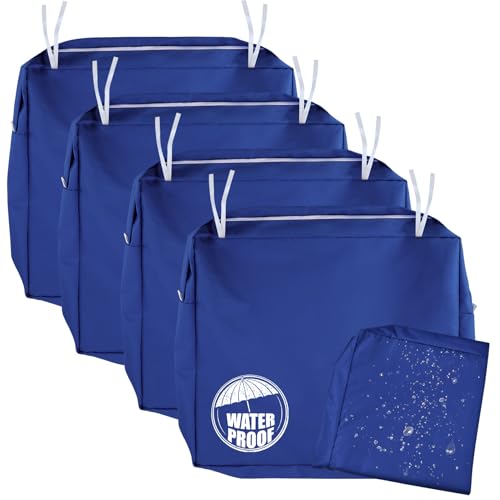 NettyPro Patio Chair Seat Cushion Covers Set 4, Waterproof Outdoor Furniture Cushion Slipcovers with Zipper and Tie, 20 x 18 x 4 Inch, Replacement Cover Only, Navy