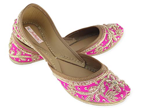 Image of Fulkari Women's Murraya Genuine Soft Leather Juttis | Bite and Pinch Free Jutis | Punjabi Jutti For Ladies | Bridal Ethnic Stylish Mojari Flats For Girls |