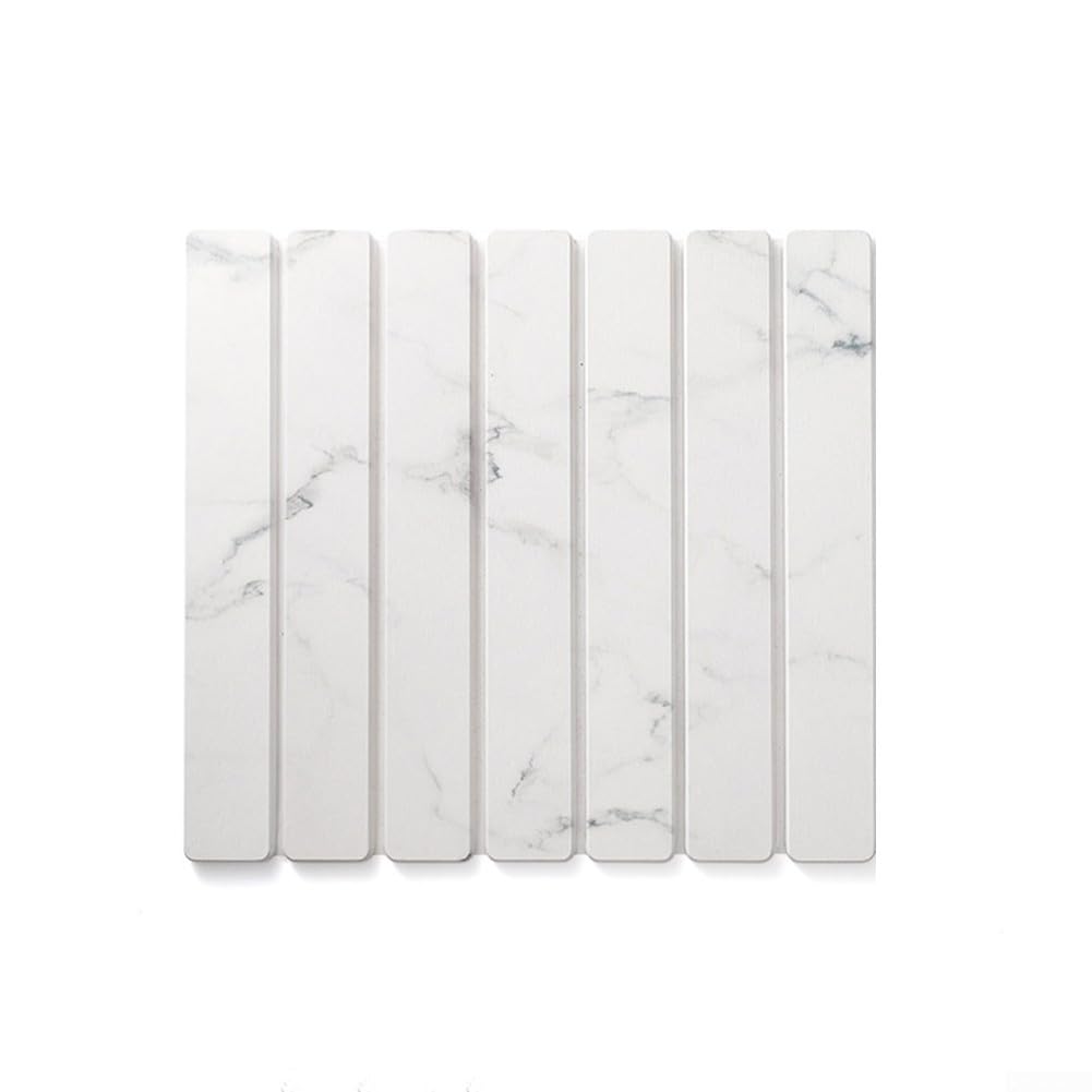 Tapis de séchage en pierre de diatomite pour comptoir de cuisine, tapis pliable absorbant la terre de diatomée, tapis égouttoir réutilisable pour vaisselle, bouteilles, tasses (blanc marbre L11)