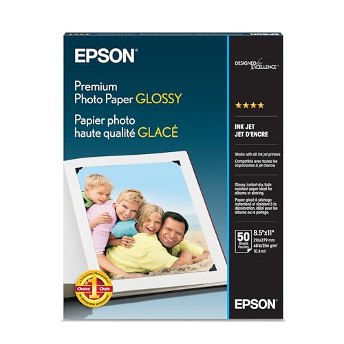 Epson Premium Photo Paper GLOSSY (8.5x11 Inches, 50...