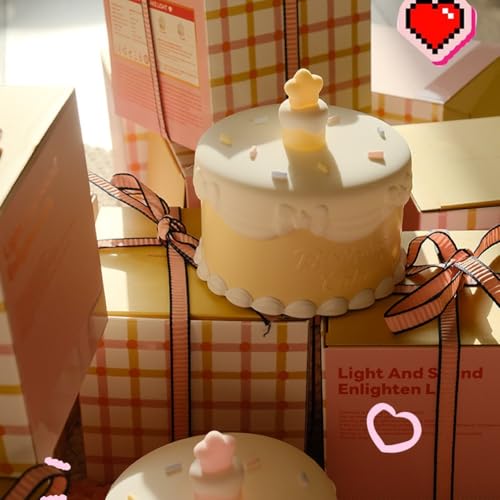 Lámpara de noche silicona forma pastel cumpleaños LED miniatura 7
