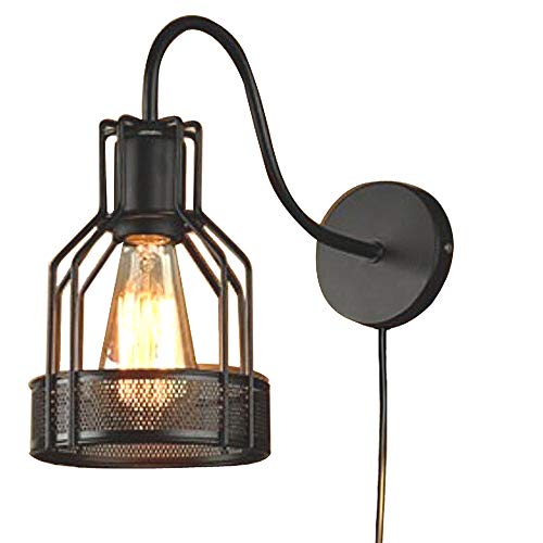 Kiven Plug In Vintage Wall Sconce Edison Cage Wall Lamp Industrial Lighting - Bulb Not Included #TOP10