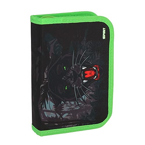 itenga Schüler-Etui Wild Panther 28 teilig 1-Zipper Mäppchen