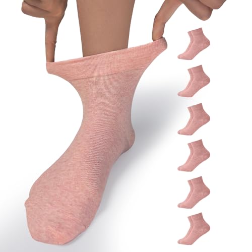 Image of Women's Diabetic Socks - 6 Pairs, Non-Binding, Soft Cotton, Comfort Fit, Breathable & Trendy, Made in Korea, Size 5-9