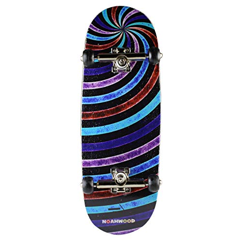 NOAHWOOD Wooden Fingerboard Complete Set (Noah Team 8.0 Kickflip Deck 34mm,SilveryTrucks 34mm,PRO Black Spherical Wheels) (100 x 34mm, Blue Eddy)