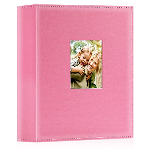 Image of Ywlake Photo Album 4x6 400 Pockets, Leather Photo Albums Holds 400 Vertical Pictures Only Pink