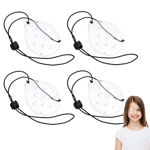 LAKJUOZ 4 Piezas Protectores Oculares Para Cataratas, Protector Ocular Después De La Cirugía, Protector Ocular Ventilado De Plástico Con Correa Ajustable,Parches Oculares