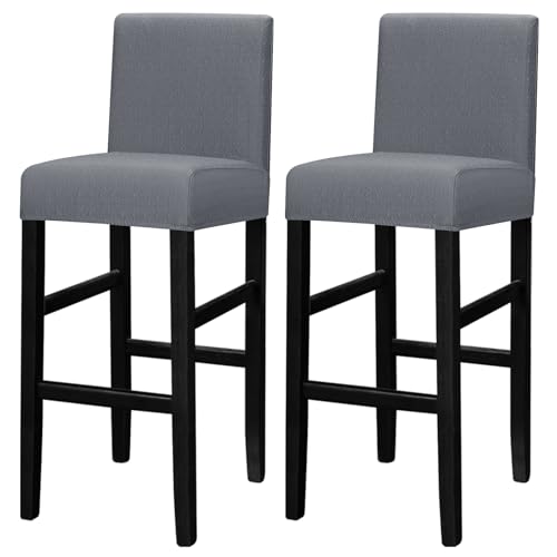Lellen Bar Stool Covers Set of 2 - Jacquard Bar Stool Covers with Backs - High Stool Chair Covers for Kitchen Dining Room