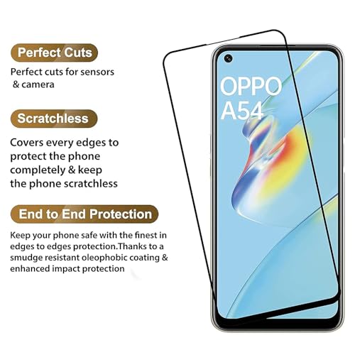 Image of HD Tempered Glass Screen Protector Compatible For Oppo A53, oppo A54 With Edge To Edge Coverage And Easy Installation Kit