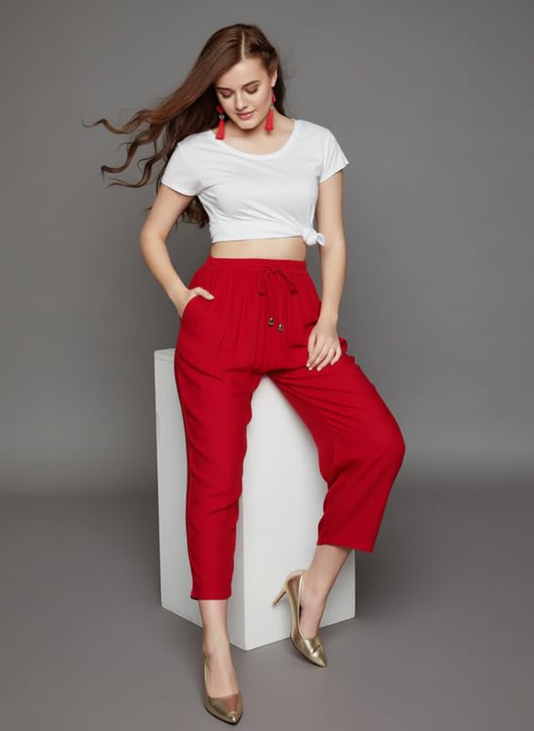 Image of Super Soft Viscose Rayon Flared Palazzo Pants for Women Stylish Wide Leg Straight Relaxed Fit Casual Ethnic Office Wear