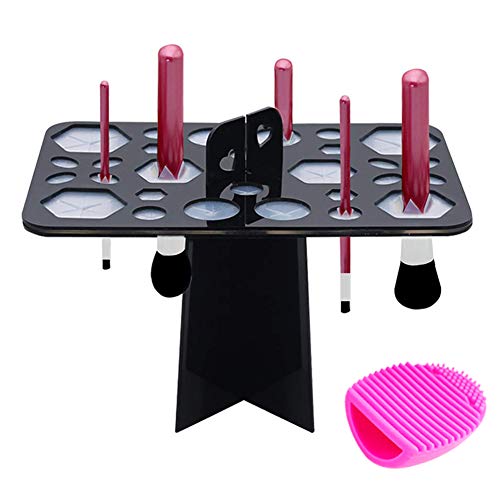 BEAKEY Makeup Brush Drying Rack & Makeup Brush Cleaner Egg, 28 Holes Makeup