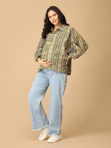 Image of The Mom Store Maternity Jeans for Women | Stretchy & Comfortable Denim Pants | Breathable & All-Day Comfort | Pre and Post Pregnancy Wear for New Mom Pant