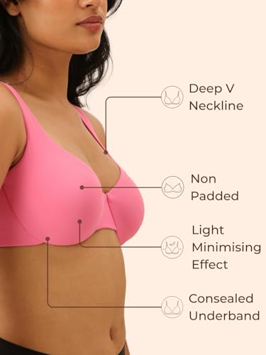Image of Women Underwired Minimizer Bra with Adjustable Straps | Seamless and Invisible | Non-Padded Full Coverage and Breathable Bra | Light Minimising Effect