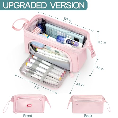 Image of Large Capacity Pencil Case Big Pencil Pouch Special Aesthetic School Pen Bag for Girls Teen nurse Adults Kids Soft Organizer With Zipper Cute Travel Pencil Pouches Estuche Para Lapices Pink