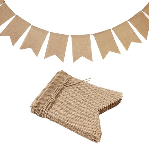 Laribbons Burlap Banner, 15Pcs Burlap Banner Flags Blank, 5X7.5 Inches 11.5Ft Diy Party Decor For Christmas, Birthday, Wedding, Baby Shower And Graduation