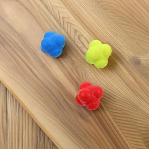 Balles de Réaction Hexagonales 5,5 CM Lot de 6 Couleurs Rouge Jaune Bleu Entraînement Coordination Œil-Main et Réflexes pour Garçon et Filles et Adultes Fitness Hockey Tennis – Image 5
