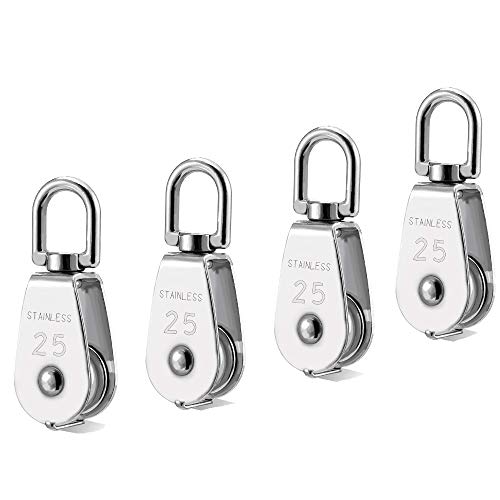 One-Day Sale: Up to 60% Off Nxtop Stainless Steel Wire Rope Crane Pulley Block M25 Lifting Crane Swivel Hook Single Pulley Block Hanging Wire Towing Wheel 4Pcs