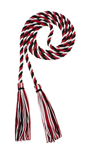 Image of Graduation Honor Cord - Black /RED /White - Every School Color Available - Made in USA