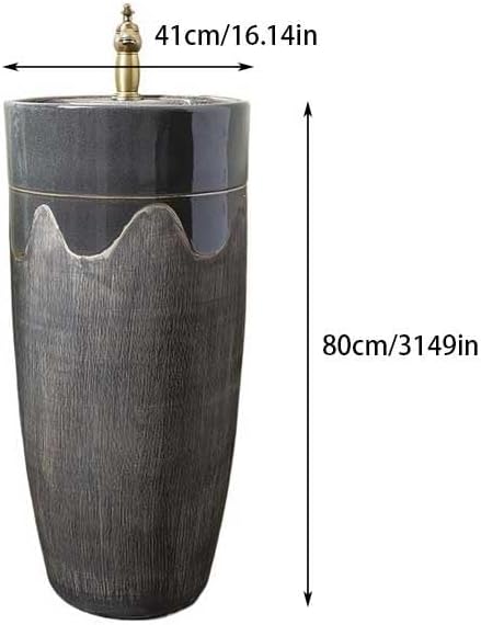 Pedestal Sinks Floor-Standing Column Sink Ceramic Home Bathroom Outdoor Courtyard Retro Wash Basin (A)