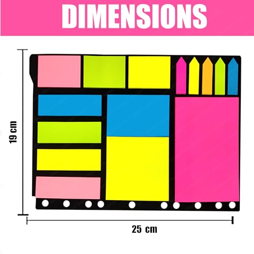 Image of FunBlast Sticky Notes - 375 Sheets Sticky Notes, Stationary Items, Self-Adhesive Memo Pad Bookmark Point It Marker Memo Sticker, Sticky Pad, Stick Notes for Study - 6 Size