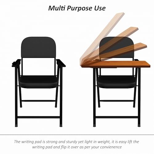 Image of MRC Multipurpose Folding Study Chair with Large Wood-Finish Writing Pad - Ergonomic Padded Seat,Space-Saving Design for Educational & Office Use (Black)
